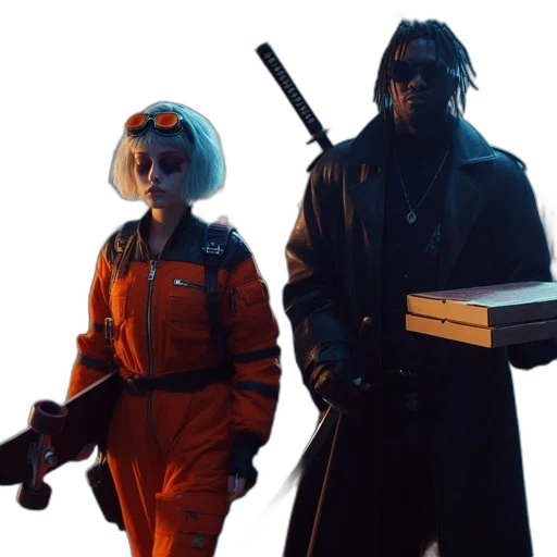 staff, jacket, concept art, cyberpunk transparent PNG cut-out