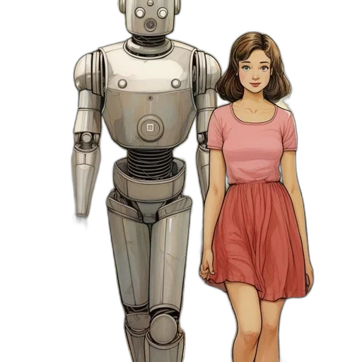 robot, dress, concept art, 3d render transparent PNG cut-out