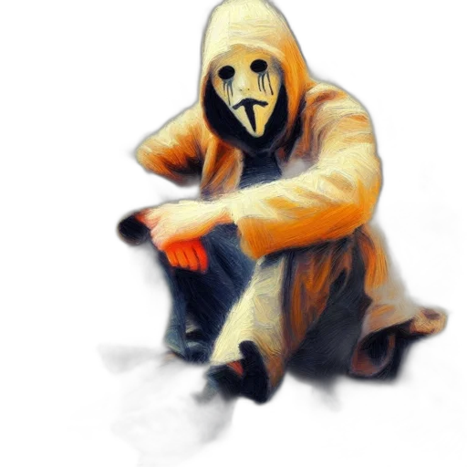 mask, jacket, weapon, creature transparent PNG cut-out