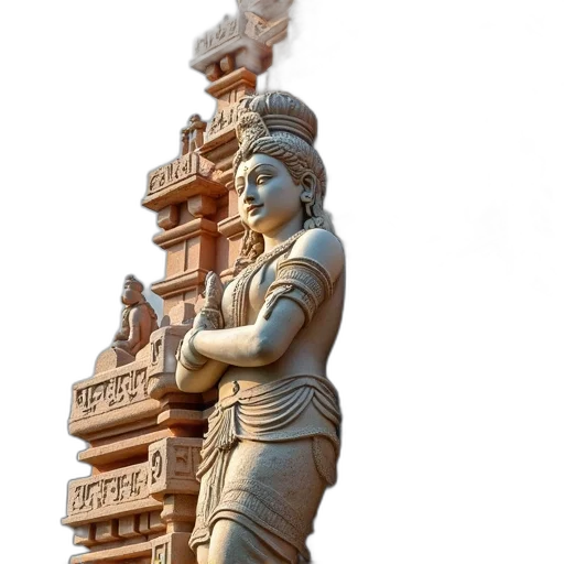 3d render, statue, side, gopuram transparent PNG cut-out