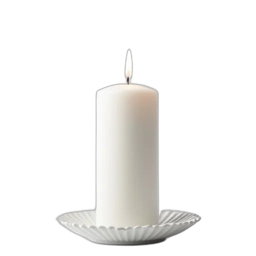 3d render, white, candle, lit transparent PNG cut-out