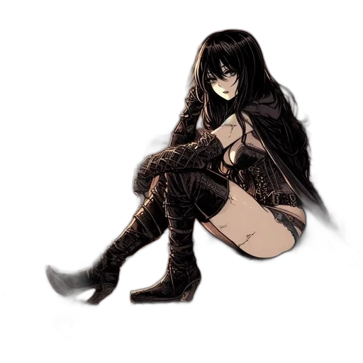 dress, hair, mask, weapon transparent PNG cut-out