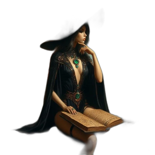 dress, jewelry, staff, hat transparent PNG cut-out