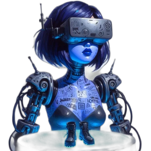 robot, cyberpunk, concept art, 3d render transparent PNG cut-out