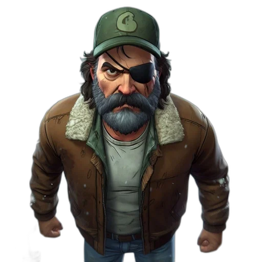 jacket, hat, face, staff transparent PNG cut-out