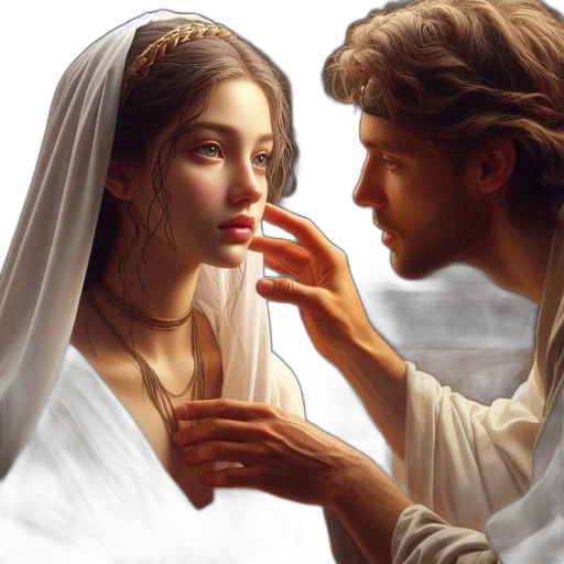 photorealistic, oil painting, tender, moment transparent PNG cut-out