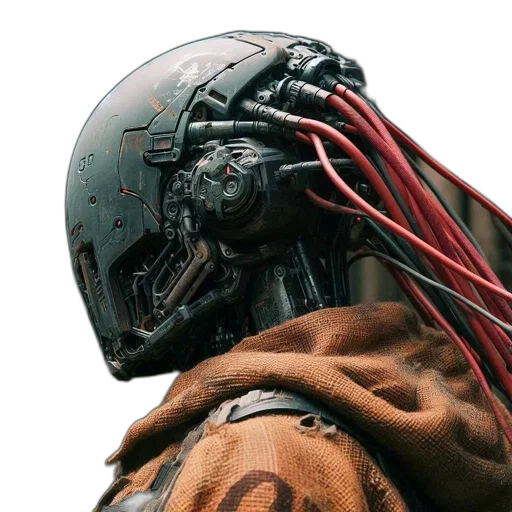 robot, mask, creature, hair transparent PNG cut-out