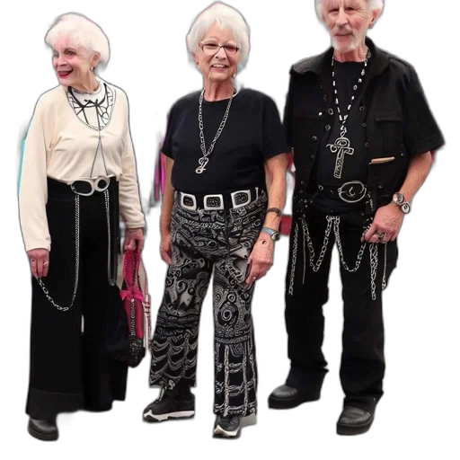 jacket, cyberpunk, three, seniors transparent PNG cut-out