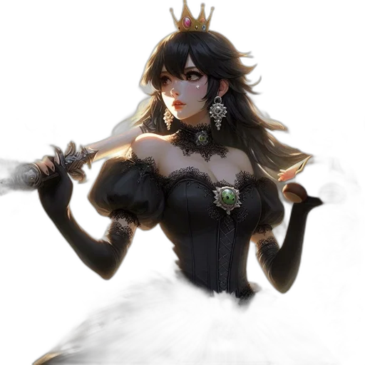 crown, staff, dress, fantasy art transparent PNG cut-out