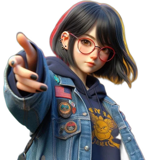 jacket, weapon, staff, face transparent PNG cut-out