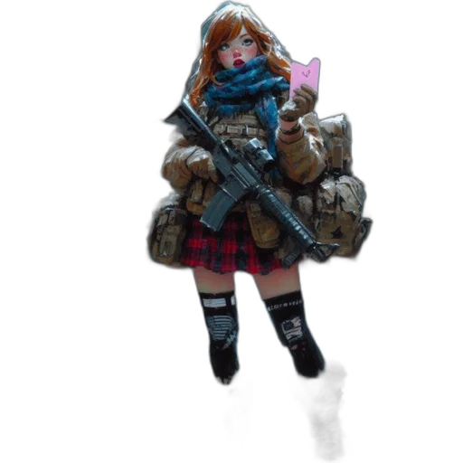 jacket, weapon, concept art, 3d render transparent PNG cut-out