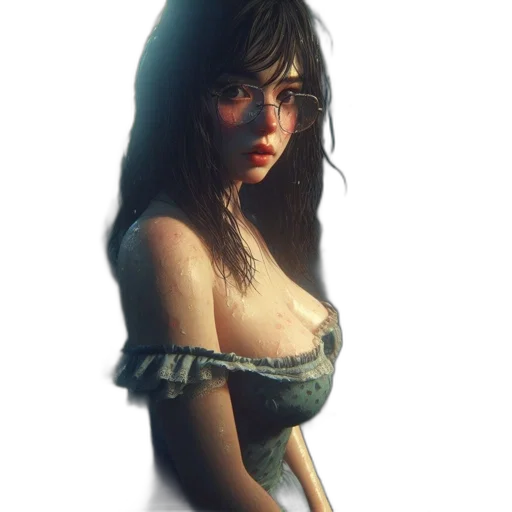 dress, face, concept art, photorealistic transparent PNG cut-out