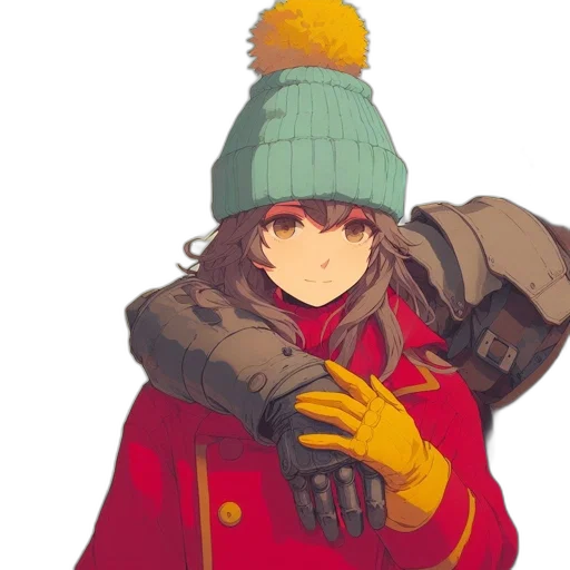 hat, jacket, weapon, staff transparent PNG cut-out