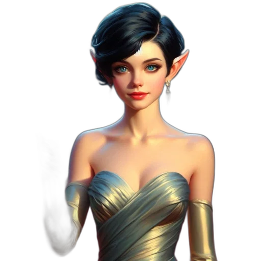 dress, jewelry, staff, fantasy art transparent PNG cut-out