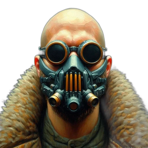 mask, jacket, face, weapon transparent PNG cut-out