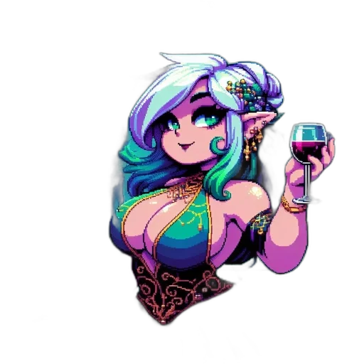jewelry, dress, staff, pixel art transparent PNG cut-out