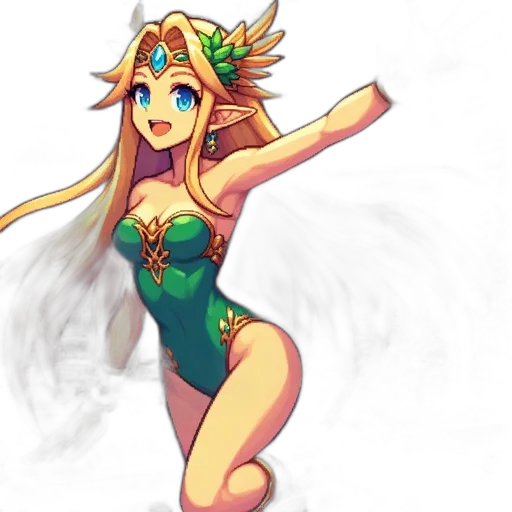 dress, staff, pixel art, fantasy art transparent PNG cut-out