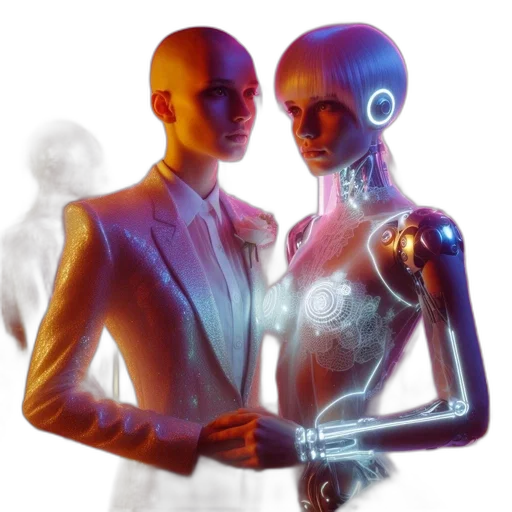 robot, concept art, 3d render, cyberpunk transparent PNG cut-out
