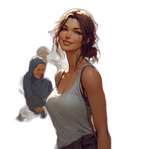 dress, face, weapon, concept art transparent PNG cut-out