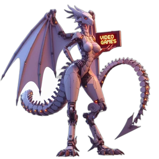 dragon, robot, weapon, staff transparent PNG cut-out