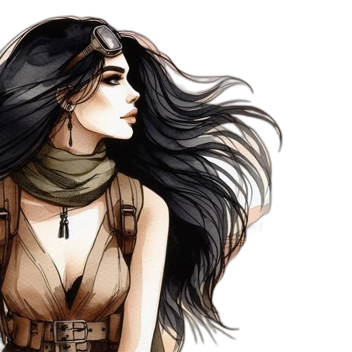 comic book art, fantasy art, concept art, watercolor transparent PNG cut-out
