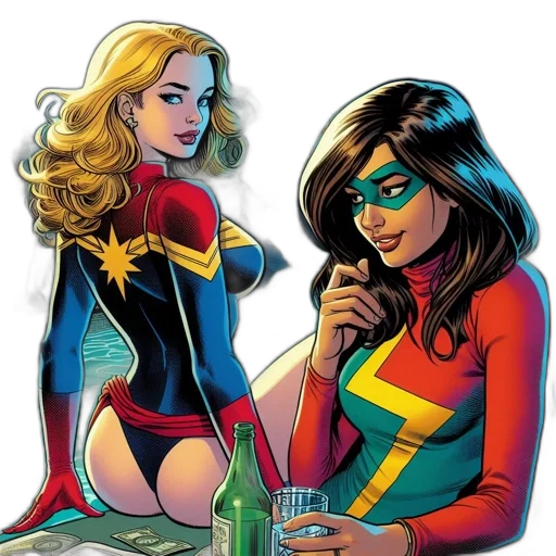 comic book art, concept art, cartoon, two transparent PNG cut-out