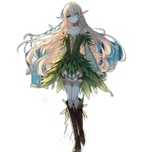 dress, staff, dragon, flower transparent PNG cut-out