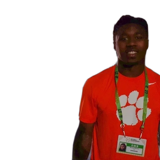 man, orange, shirt, stands transparent PNG cut-out