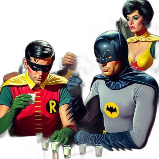 comic book art, concept art, batman, robin transparent PNG cut-out