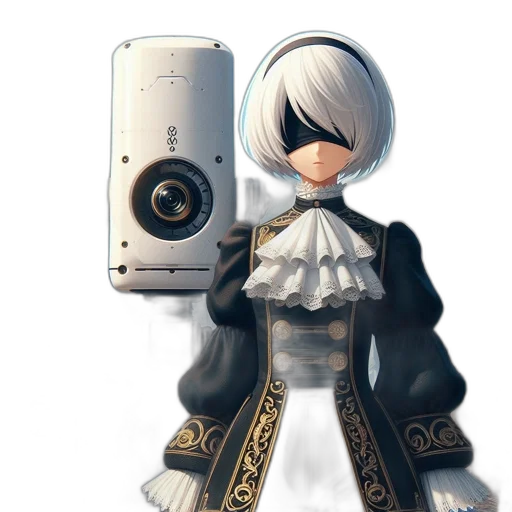 robot, weapon, staff, face transparent PNG cut-out