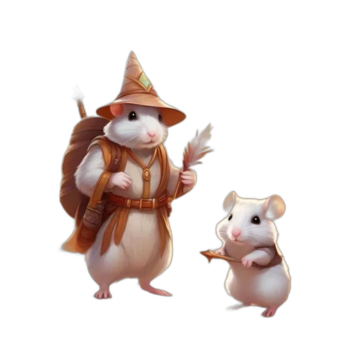 hat, staff, concept art, 3d render transparent PNG cut-out