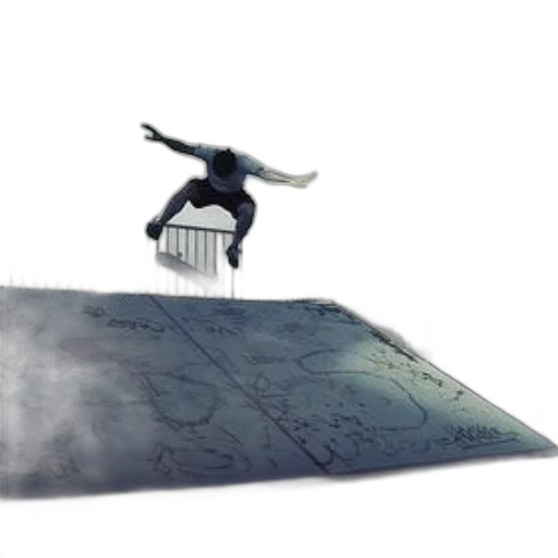 sword, concept art, fog, skateboarder transparent PNG cut-out