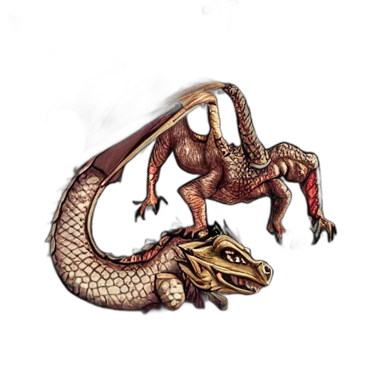 dragon, creature, animal, staff transparent PNG cut-out