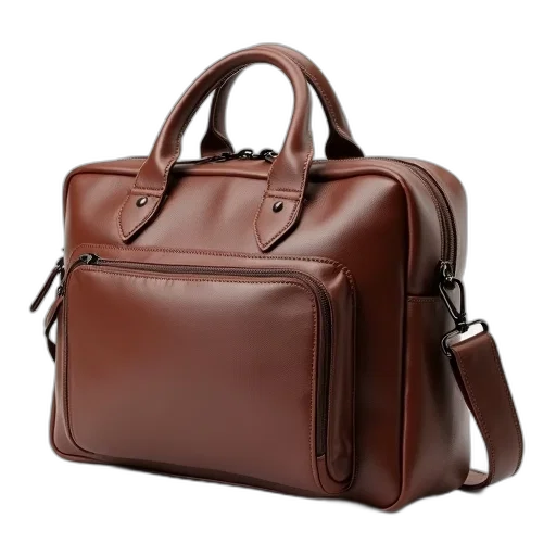 earth tones, brown, leather, briefcase transparent PNG cut-out