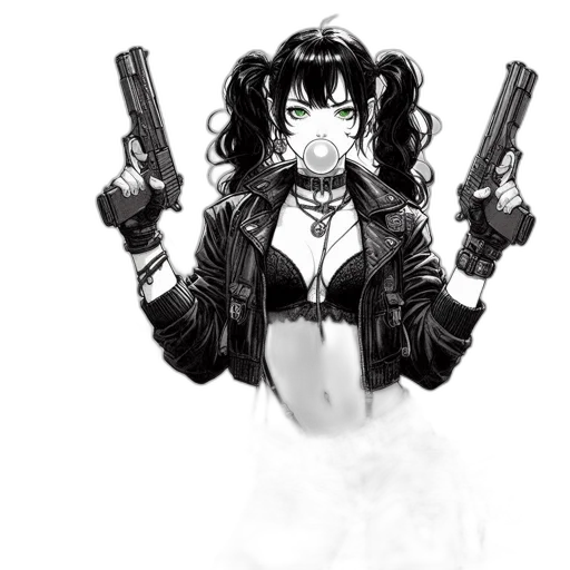 weapon, jacket, cyberpunk, comic book art transparent PNG cut-out