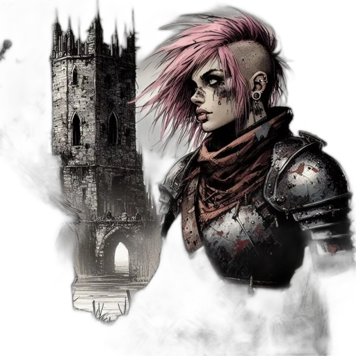 concept art, fantasy art, comic book art, cyberpunk transparent PNG cut-out