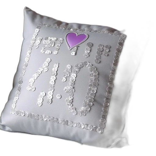 personalised, silver, cushion, white transparent PNG cut-out