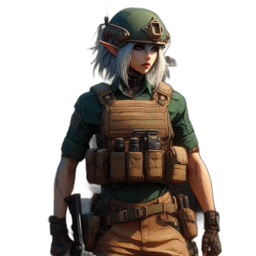 weapon, staff, jacket, hat transparent PNG cut-out