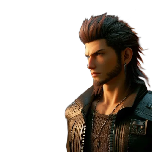 jacket, hair, face, 3d render transparent PNG cut-out