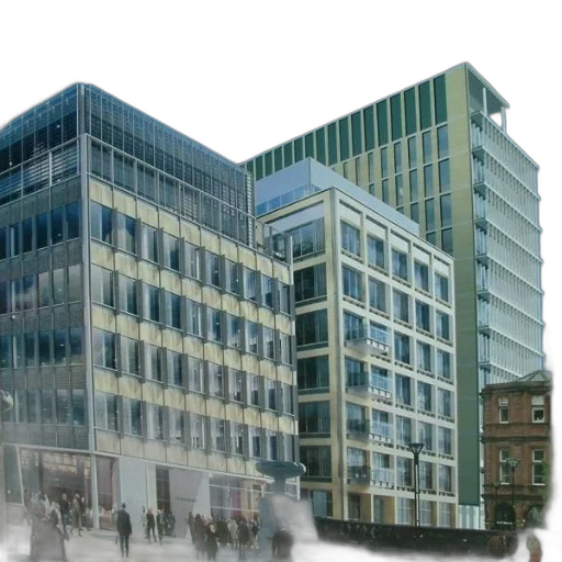 building, 3d render, concept art, city street transparent PNG cut-out