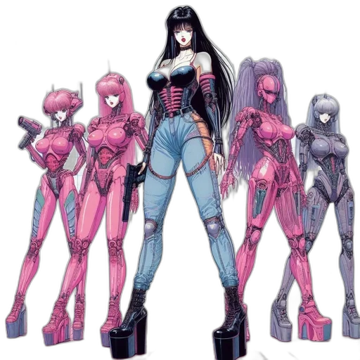 concept art, comic book art, cyberpunk, anime transparent PNG cut-out