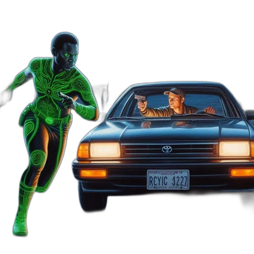 car, concept art, comic book art, vaporwave transparent PNG cut-out