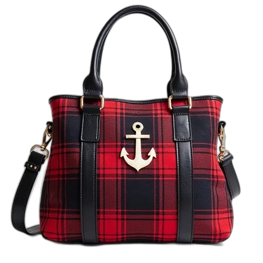 plaid, fabric, handbag, anchor transparent PNG cut-out