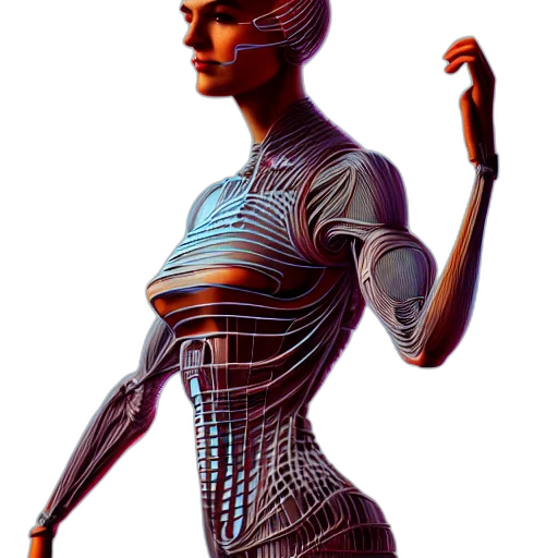 robot, dress, cyberpunk, 3d render transparent PNG cut-out