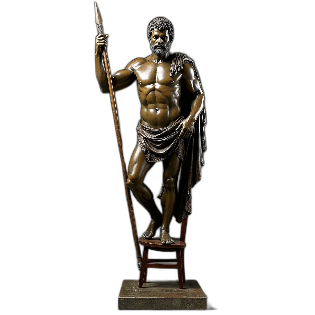 sword, bronze, statue, muscular transparent PNG cut-out