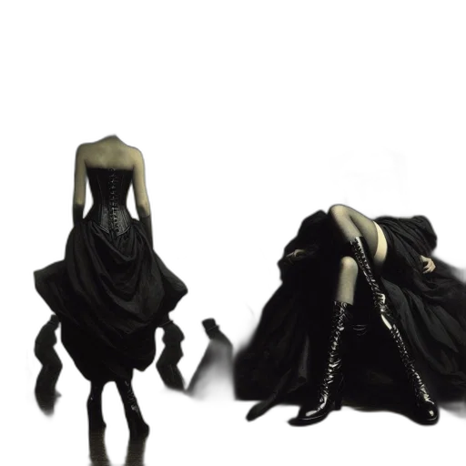 dress, hair, umbrella, mask transparent PNG cut-out
