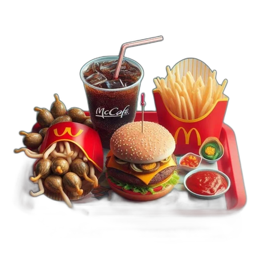 food, crown, 3d render, photorealistic transparent PNG cut-out
