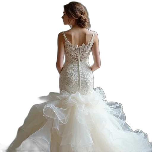 dress, photorealistic, mermaid, wedding transparent PNG cut-out