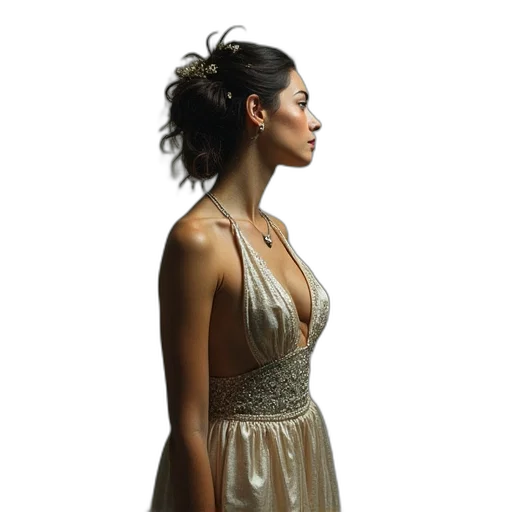 dress, jewelry, crown, staff transparent PNG cut-out