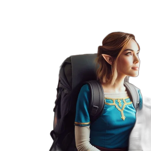 face, dragon, dress, staff transparent PNG cut-out